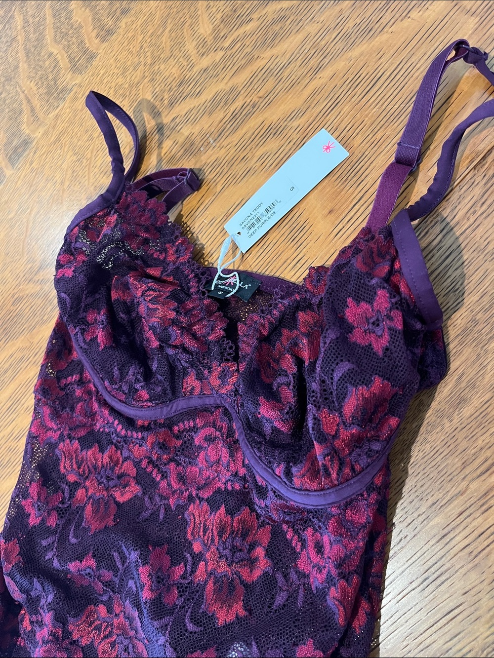 NWT Cosabella Floral Lace Bodysuit in Plum and Berry